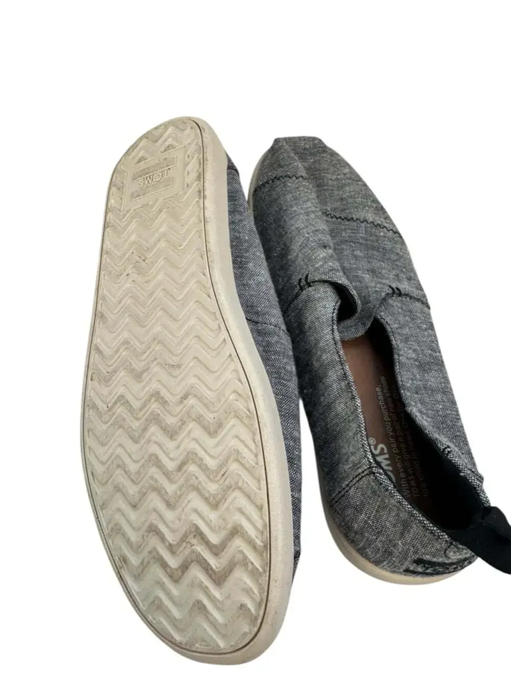 TOMS Deconstructed Alpargata Slip On Shoes Gray Canvas Casual Minimalist Men 7